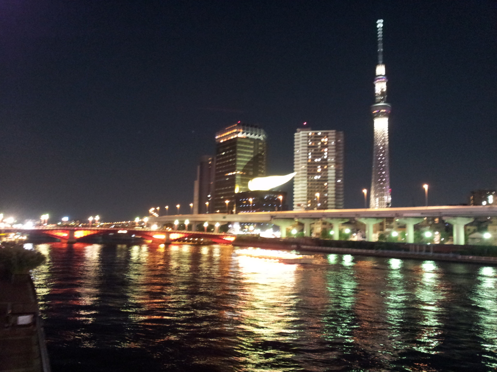 2015/10/08_夜の隅田川とスカイツリー、スーパードライホール