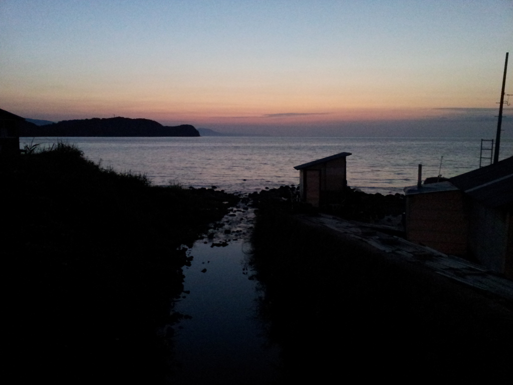 2016/08/13_桃内川と忍路湾の夕暮れ