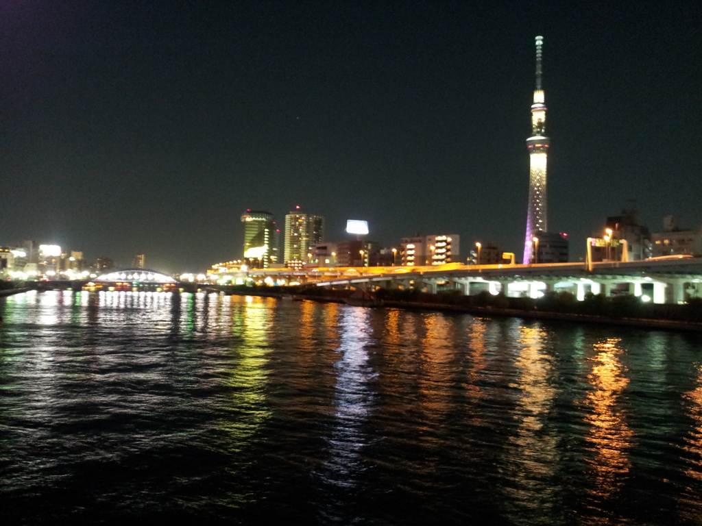 2015/10/08_夜の隅田川とスカイツリー