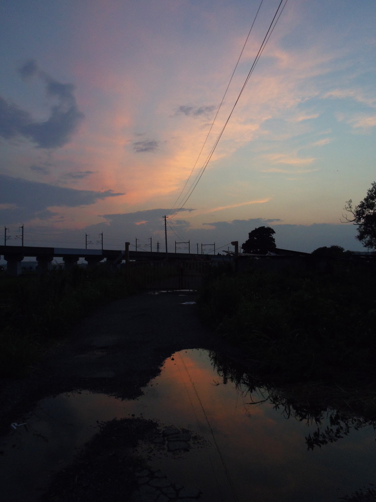 2017/07/17_水溜まりの夕暮れ