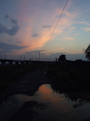 2017/07/17_水溜まりの夕暮れ