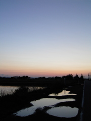 2017/04/15_水溜まりと溜め池の夕暮れ