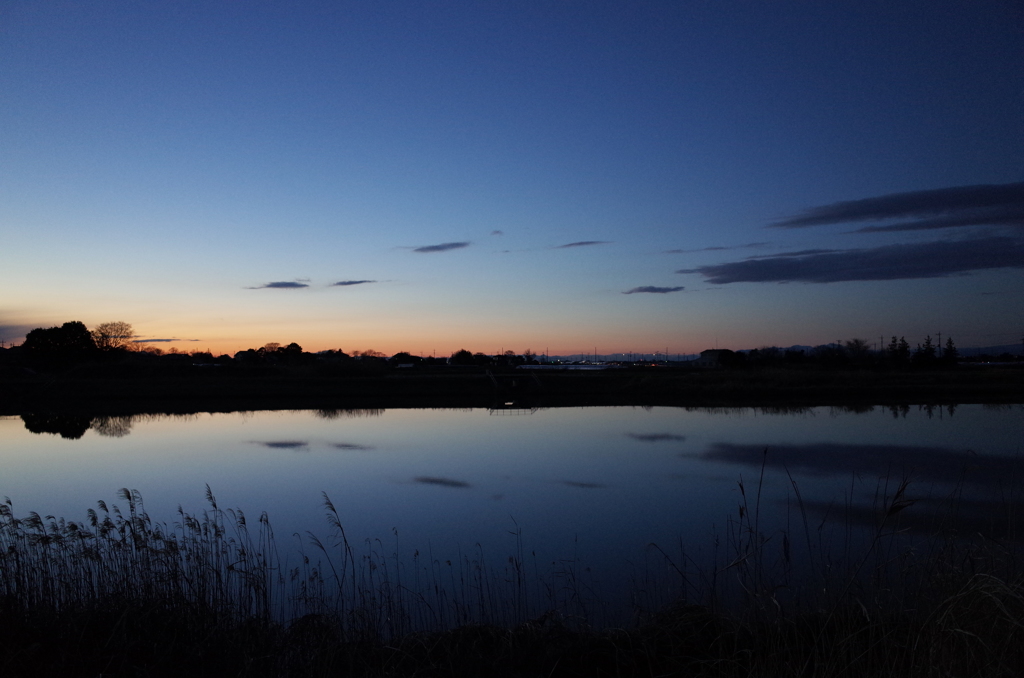 2016/02/07_溜め池の夕暮れ
