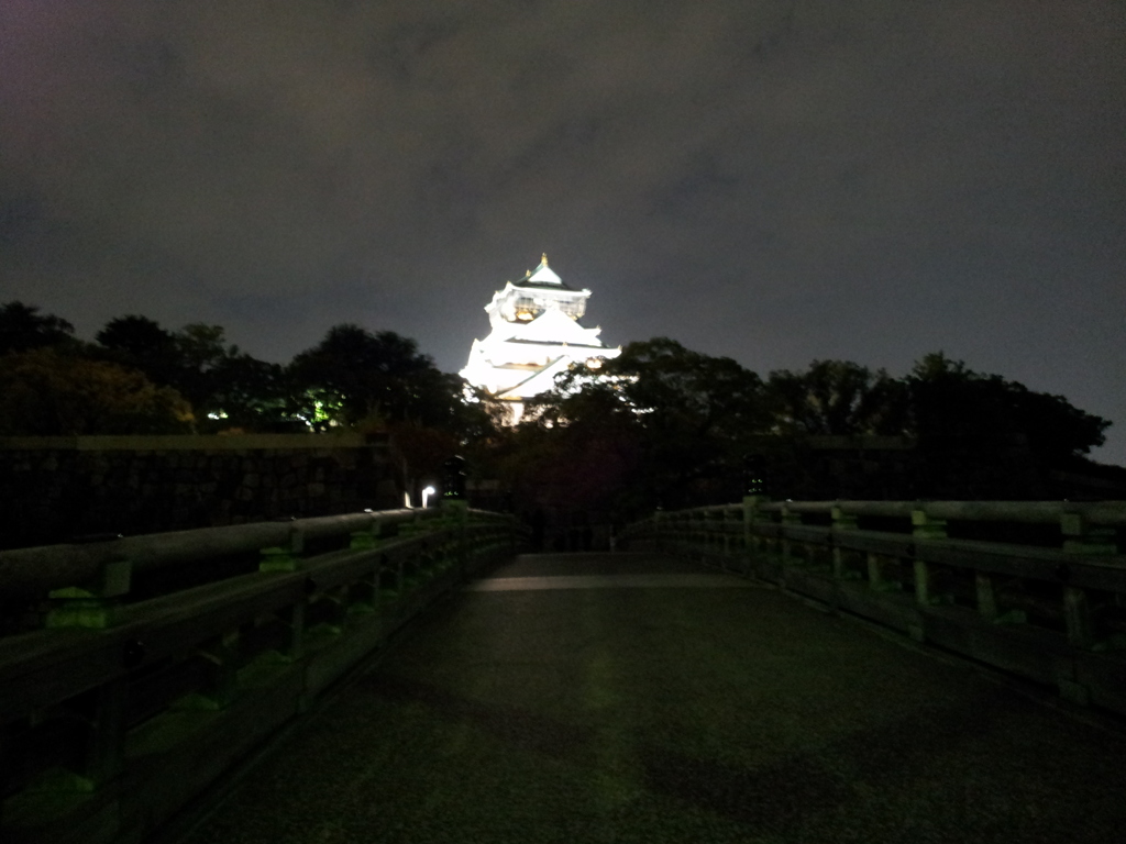 2017/10/27_夜の大阪城 極楽橋から天守を望む（没カット）