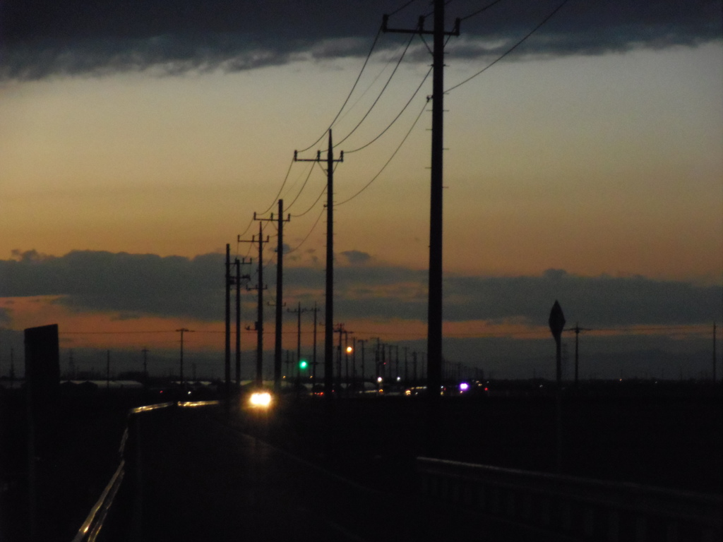 2017/02/18_夕暮れに並ぶ電柱