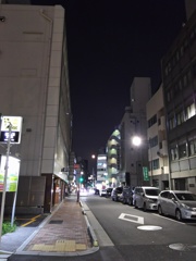 2017/09/08_夜道の奥に低い月