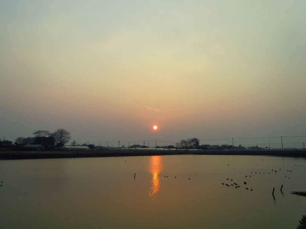 2017/03/19_溜め池の夕日