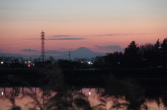 2015/12/20_伊佐沼の夕暮れ富士山