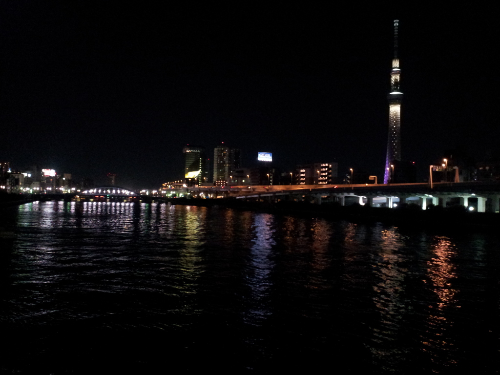 2015/10/08_夜の隅田川とスカイツリー