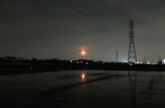 2014/06/15_夜の田んぼと月