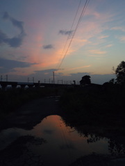 2017/07/17_水溜まりの夕暮れ