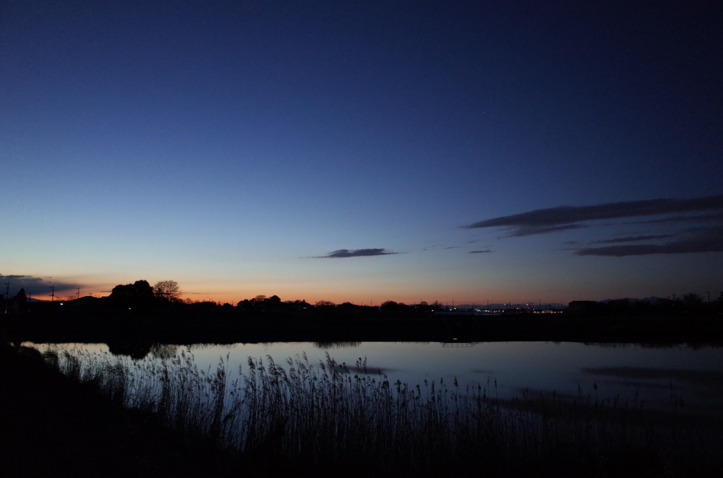 2016/02/07_溜め池の夕暮れ