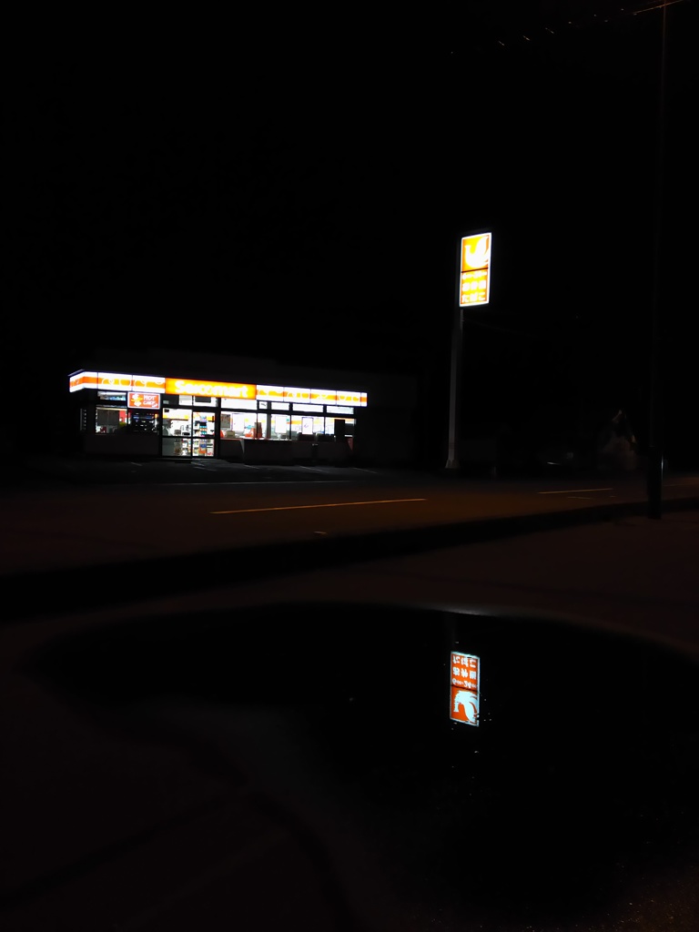 2017/01/09_夜の水溜まりに店