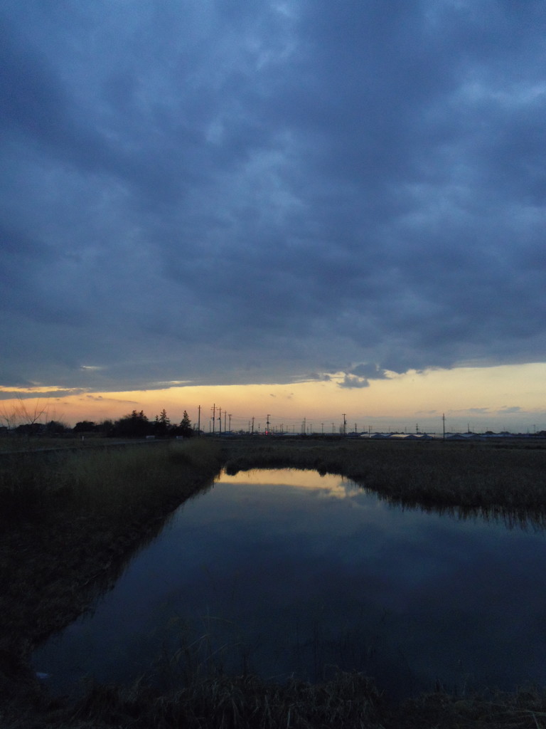 2017/02/25_溜め池の夕暮れ