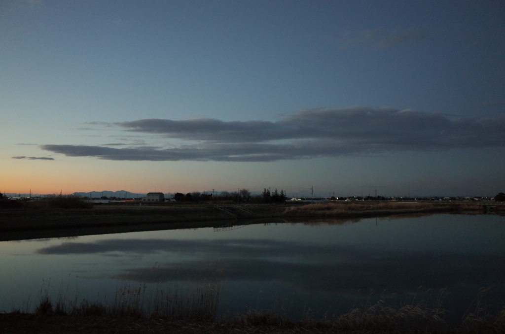 2016/02/07_溜め池の夕暮れ
