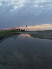 2017/03/25_水溜まりの夕暮れ