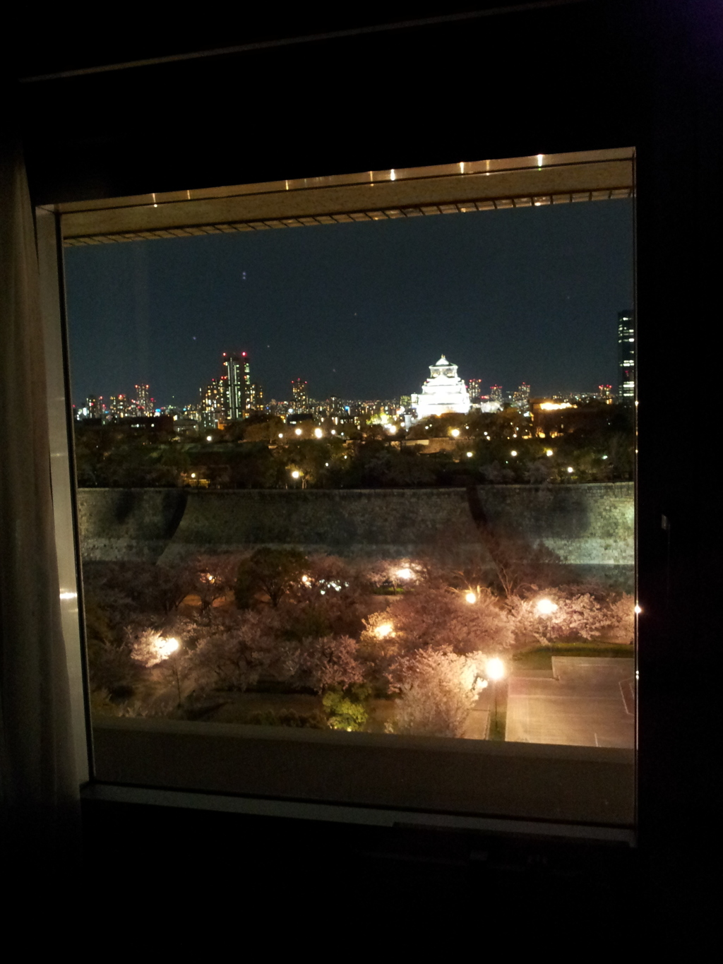 2019/04/11_宿から夜の大阪城公園を望む