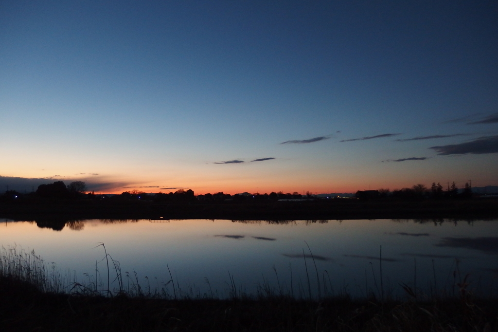 2016/02/07_溜め池の夕暮れ