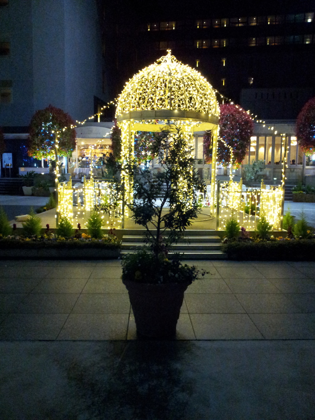 2019/04/12_夜の京都駅 東広場のイルミネーション