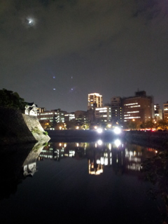 2017/10/27_ 月夜の大阪城と大阪市街