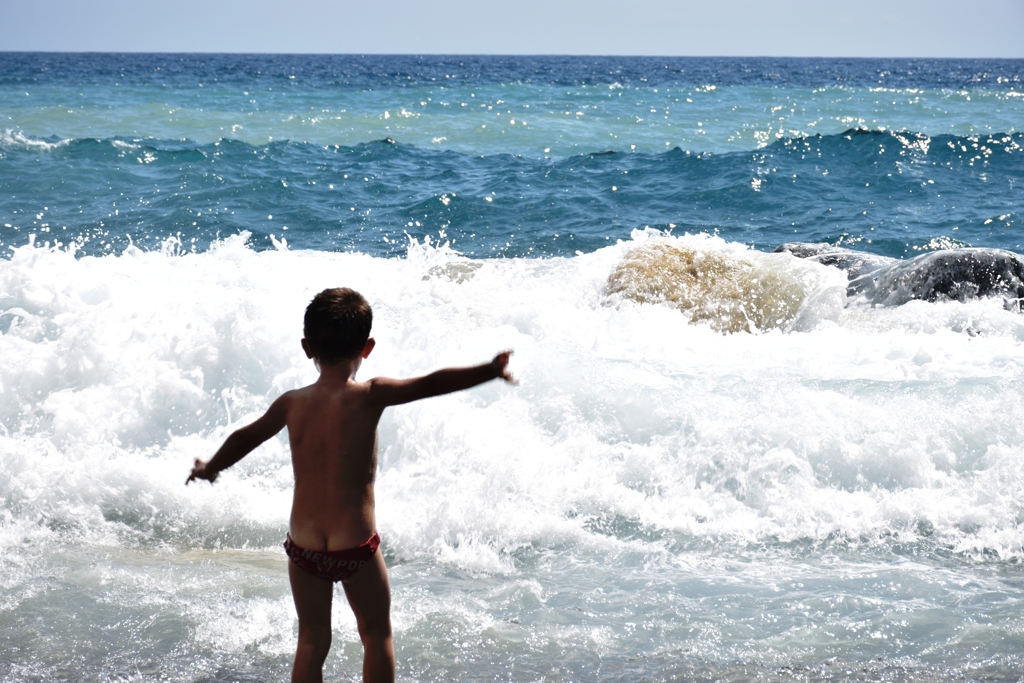 with white waves
