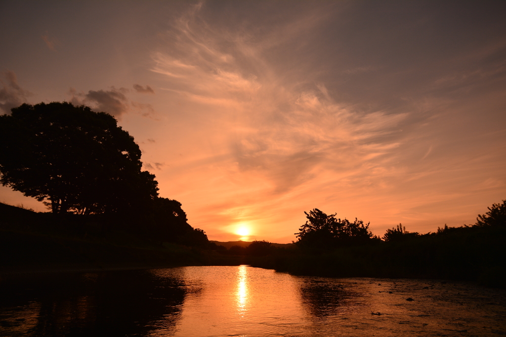 永野川夕景-いつもの公園-