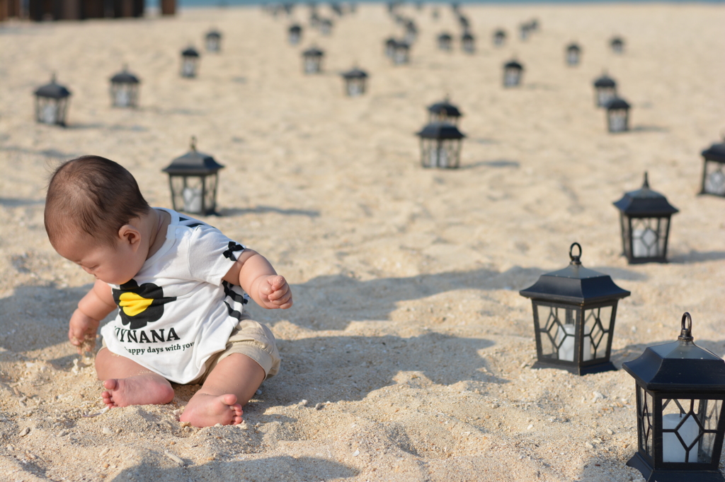 Baby on the sand.