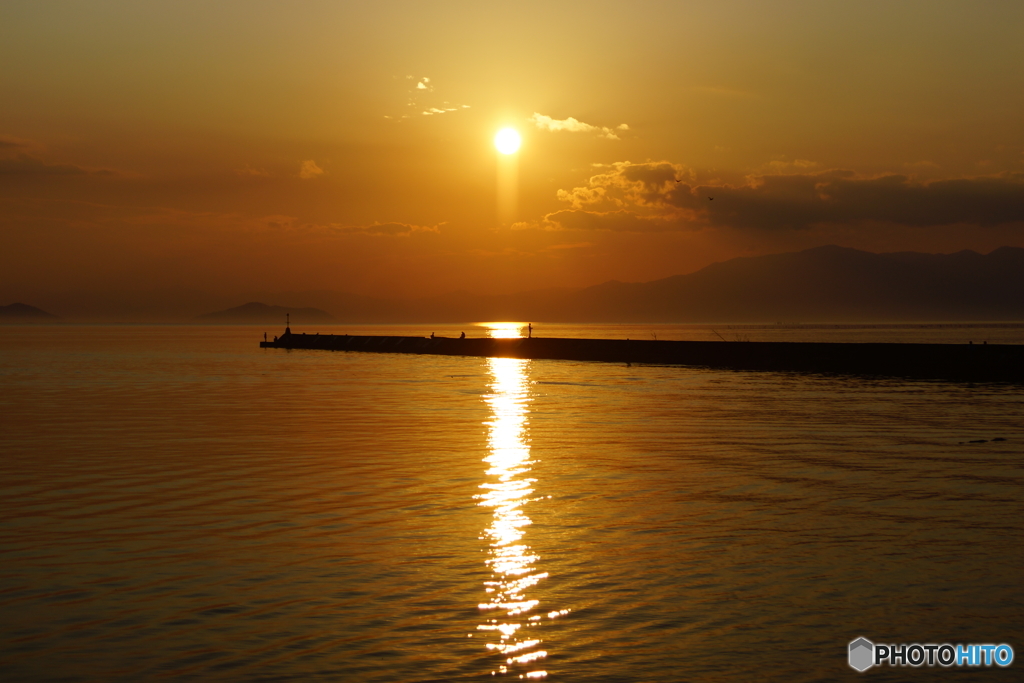 琵琶湖の夕日