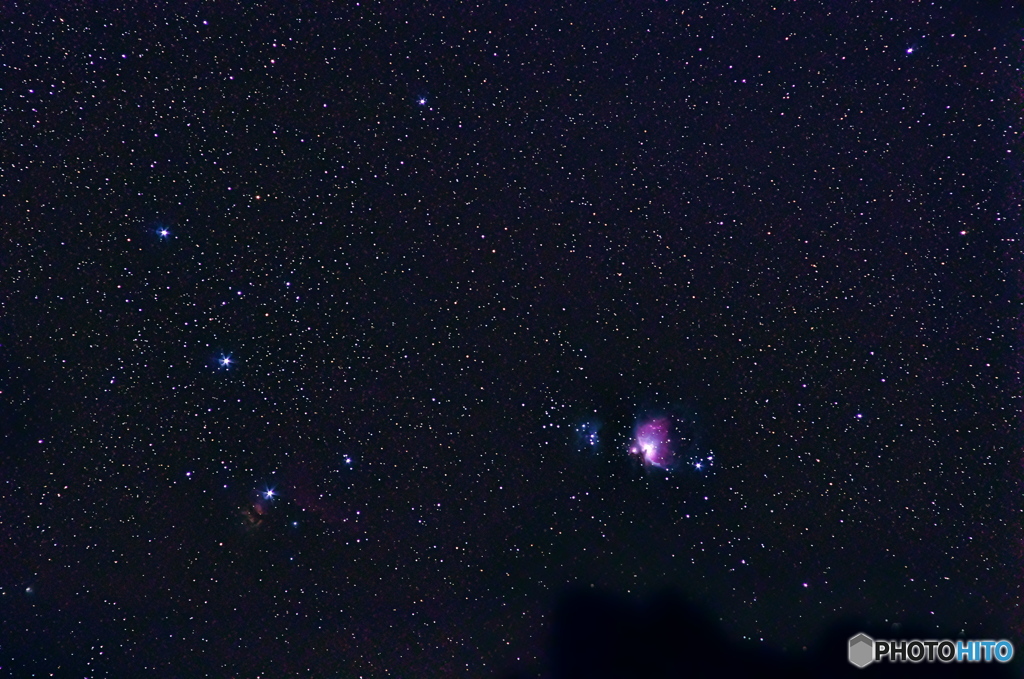 昇る三ツ星とM42