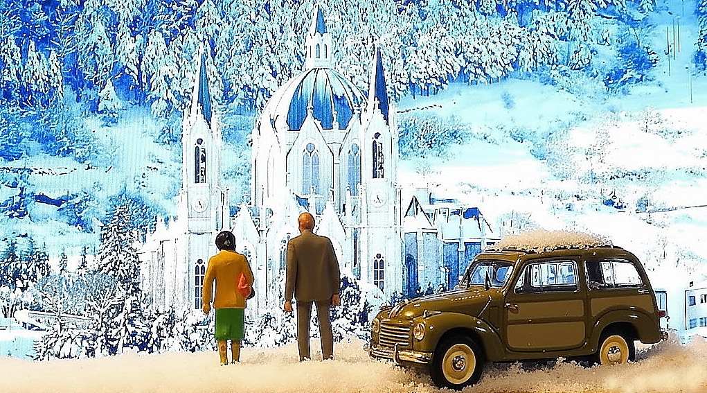 積雪の教会(Ⅱ) 1952 フィアット500ベルヴェデーレ 1/43