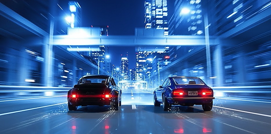 L）ポルシェ930ターボ　R）日産フェアレディZ(S30）1/64