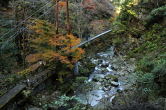 原不動滝　吊り橋景観