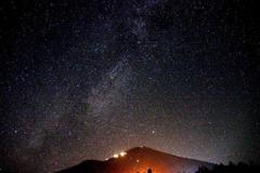 夏の大三角と富士山