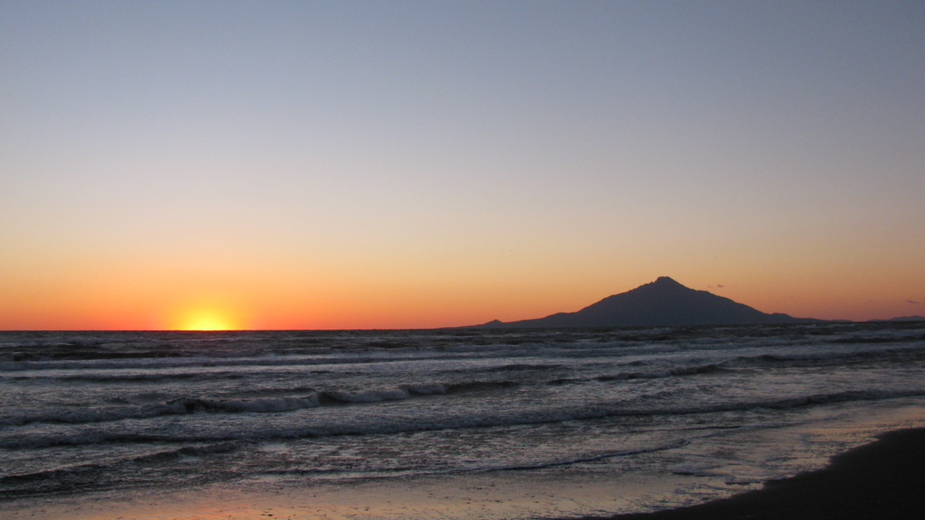 利尻富士と夕日