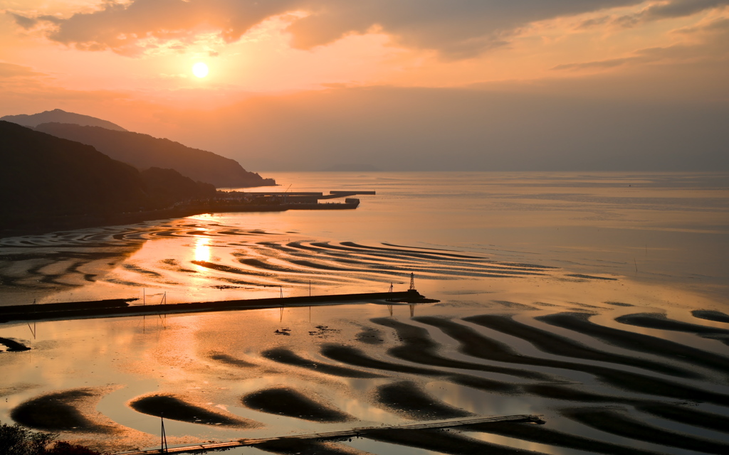 干潟の夕景