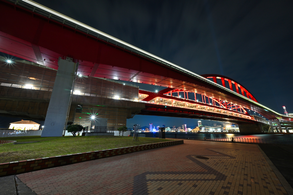 Red Bridge and white line
