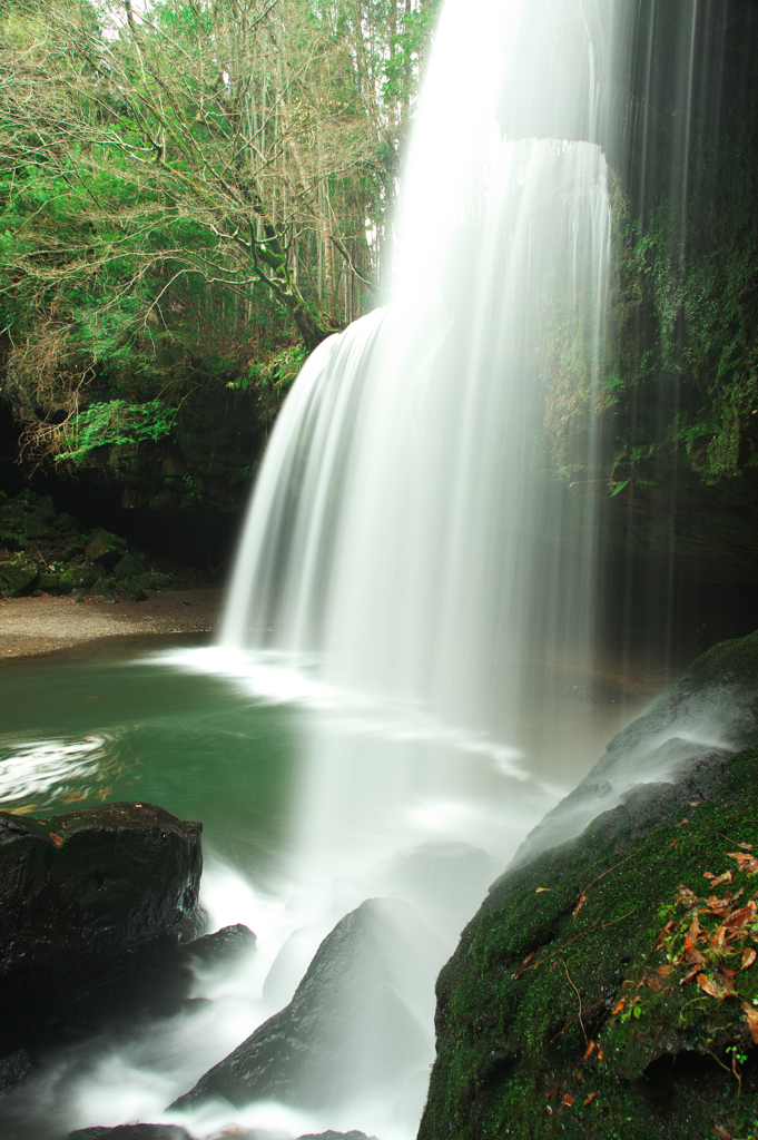 side of the waterfall