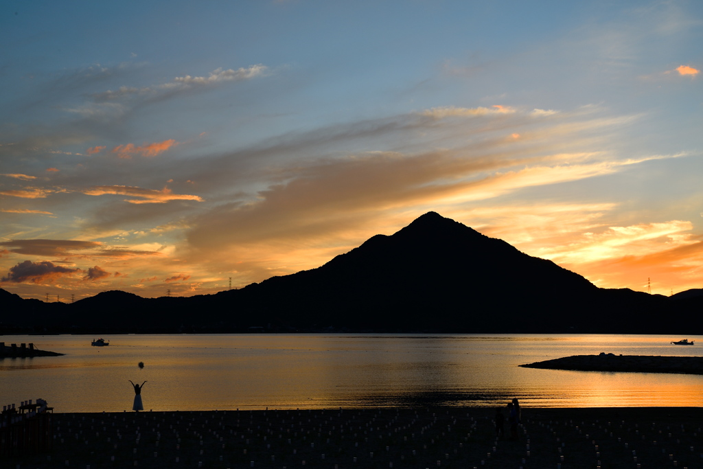 青葉の夕景