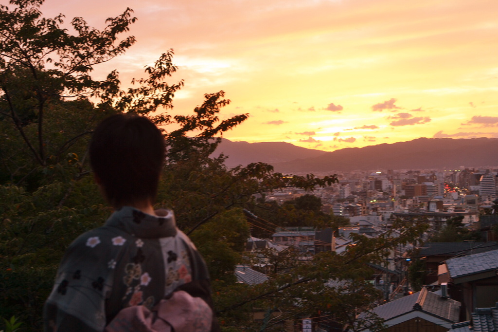 夕陽に見惚れ
