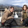 渡月橋　雪ダルマ作って！