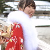 雪景色　嵐山で笑顔