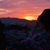 夕陽を写して