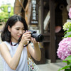 紫陽花　カメラ女子　浴衣