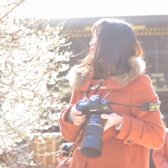 北野天満宮　梅　カメラ女子