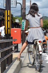 嵐山・・自転車女子