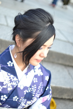 石畳の階段で