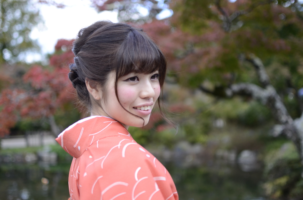 声かけ撮影　振り向いて