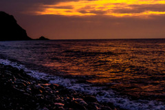 青海川海岸夕景