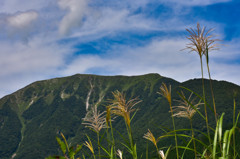 初秋の気配　伊吹山全景