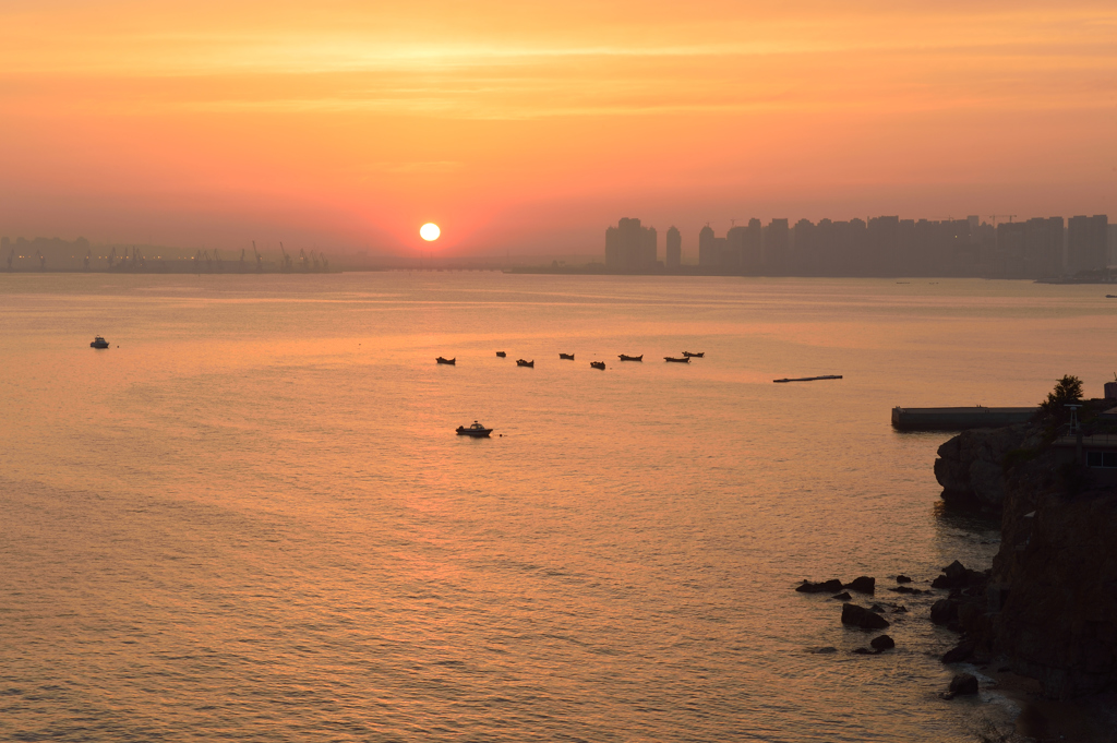 大連港夕日2